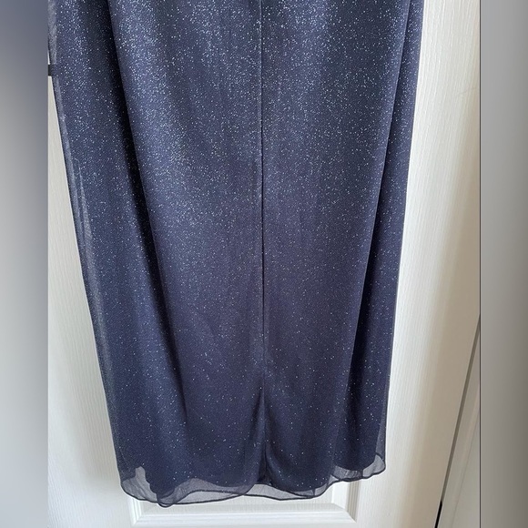 Nwt Alex Evenings Cold Shoulder Glitter Mesh Dress with Draped Skirt & Cowl Neck - Picture 8 of 16